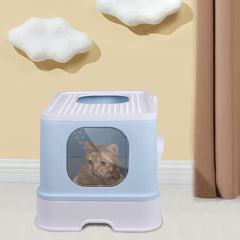 PaWz Cat Litter Box Fully Enclosed Kitty Blue-1954802511995080711