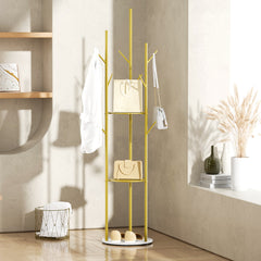 Levede Coat Rack Clothes Stand 8 Hook Organizer Gold-1954803015403835399