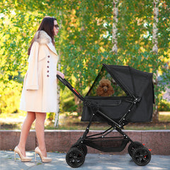 PaWz Pet Stroller Dog Cat Carrier Foldable Black-1954802607113506823