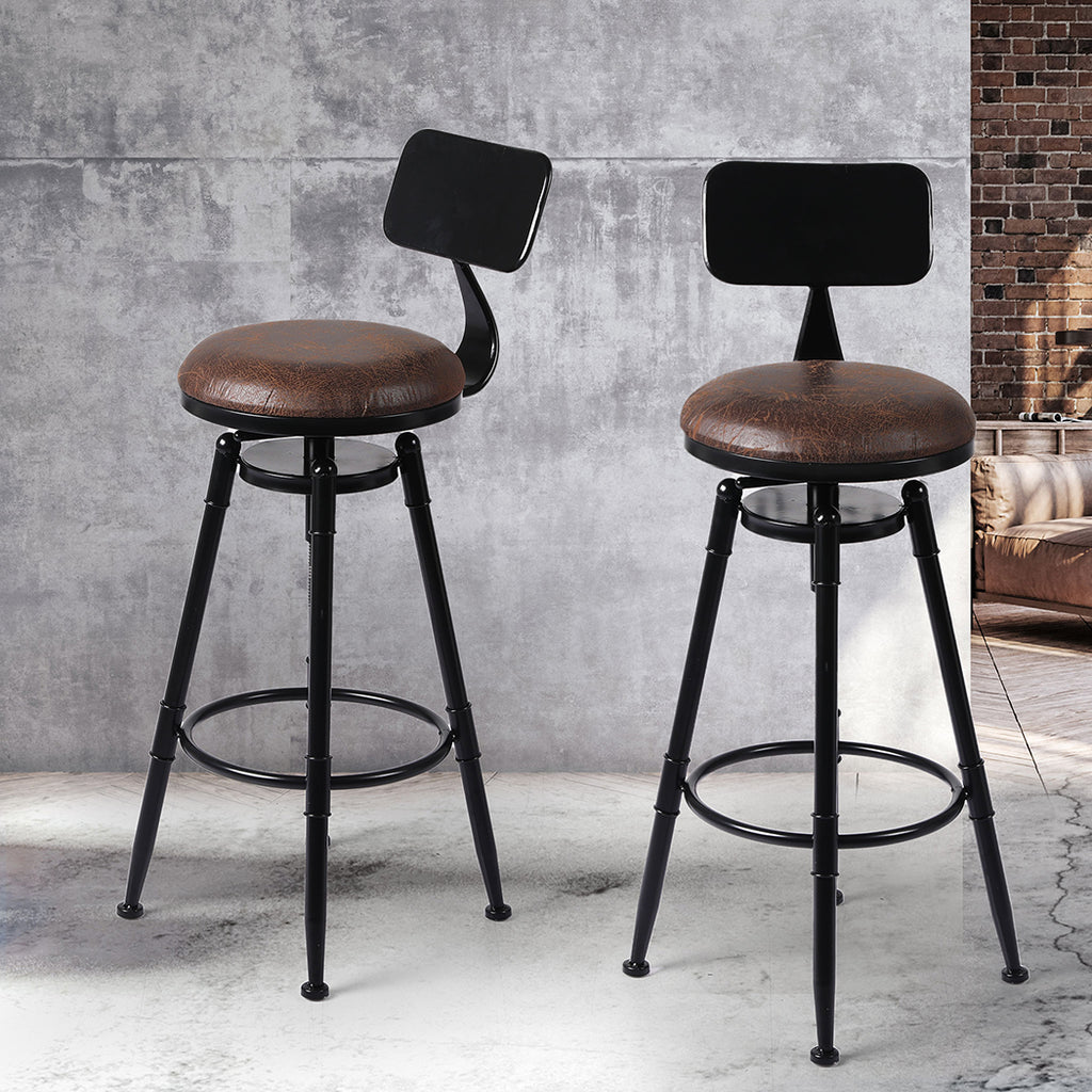Levede 2x Bar Stool Kitchen Wooden PU-1963748915954192391