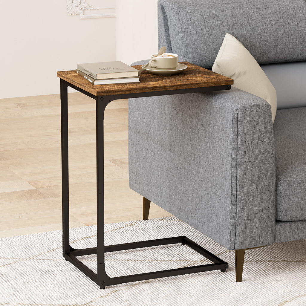 Levede C-shaped End Table Side Sofa Coffee Wood Overbed Laptop Table Industrial-1954802385700392967
