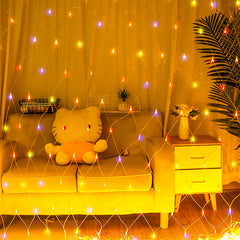 96LED Fairy String Lights Net Mesh Curtain Multi-Coloured-1954802505619738631