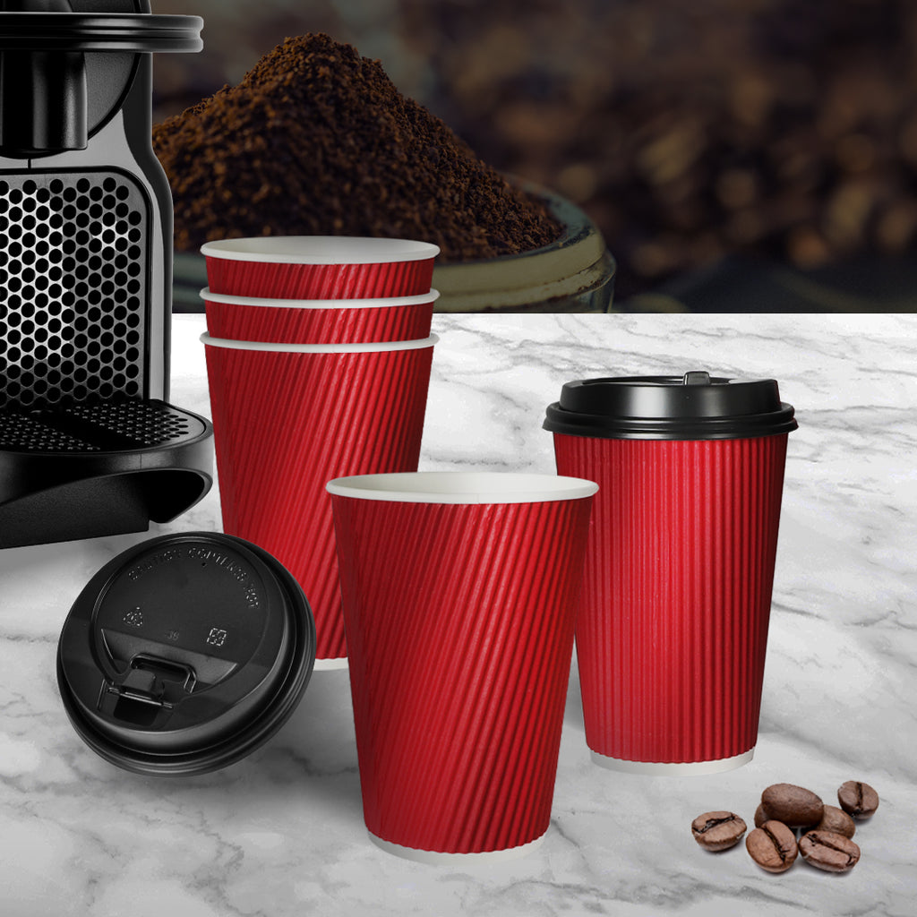 50 Pcs 16oz Disposable Takeaway Coffee Red-1954802897485172743