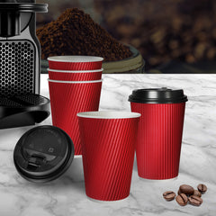50 Pcs 16oz Disposable Takeaway Coffee Red-1954802897485172743