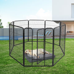 PaWz 8 Panel Pet Dog Playpen Puppy Exercise Black 2.5kg Mackerel & Lamb-1954803024098627591