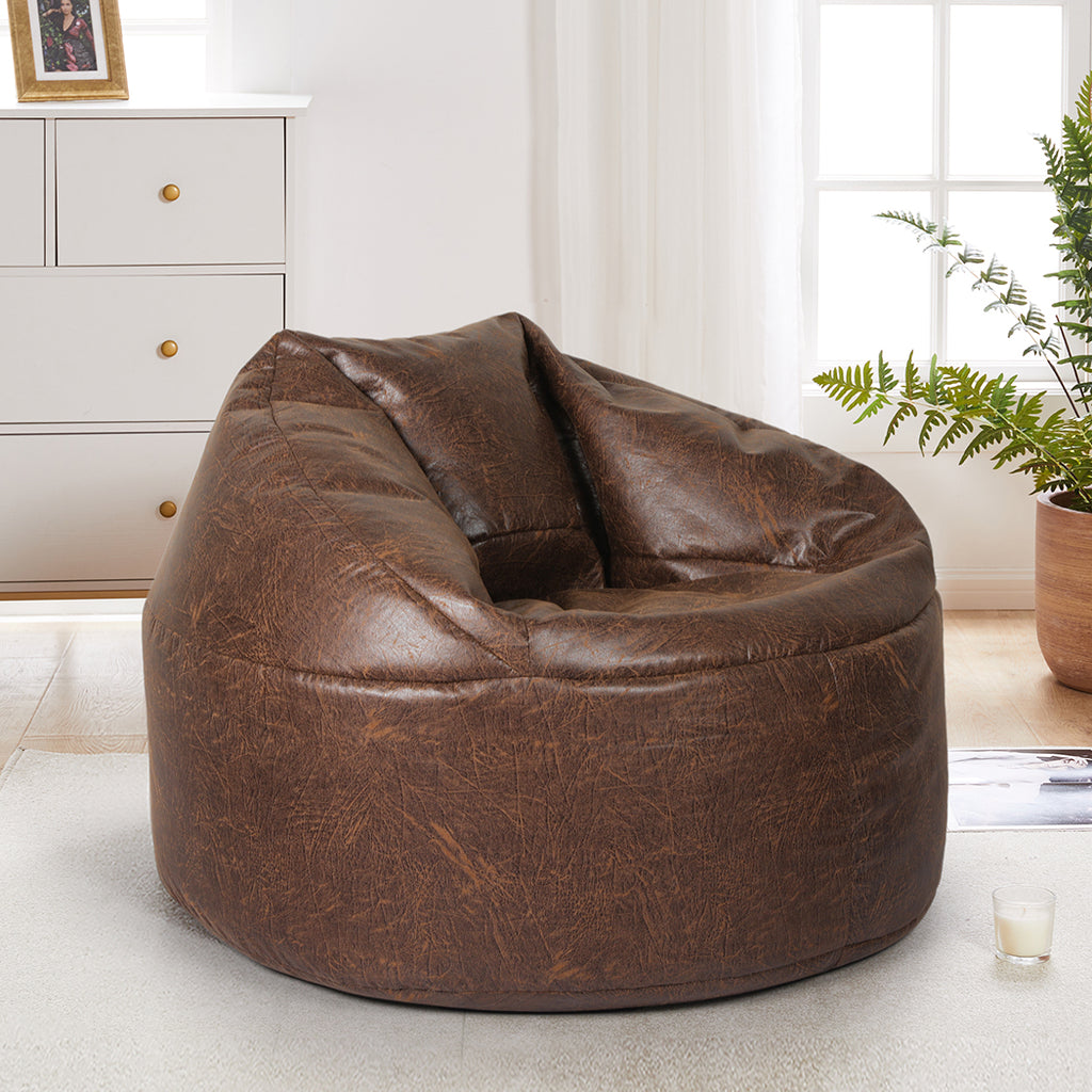 Marlow Bean Bag Chair Cover PU Couch Brown-1966287382361804807