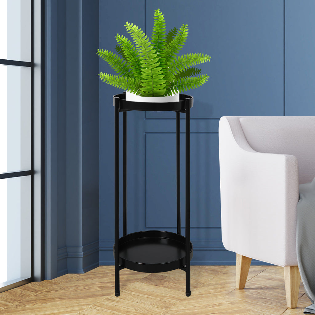 Levede 2 Tier Plant Stand Outdoor Indoor Black Large-1954802665653407750