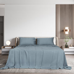 Dreamz 4pcs Queen Size 100% Bamboo Bed Sheet Set in Grey Colour-1954802920713228295