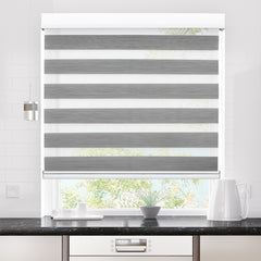 Marlow Blackout Zebra Roller Blind Curtains 90x210 Grey-1954802974920413191