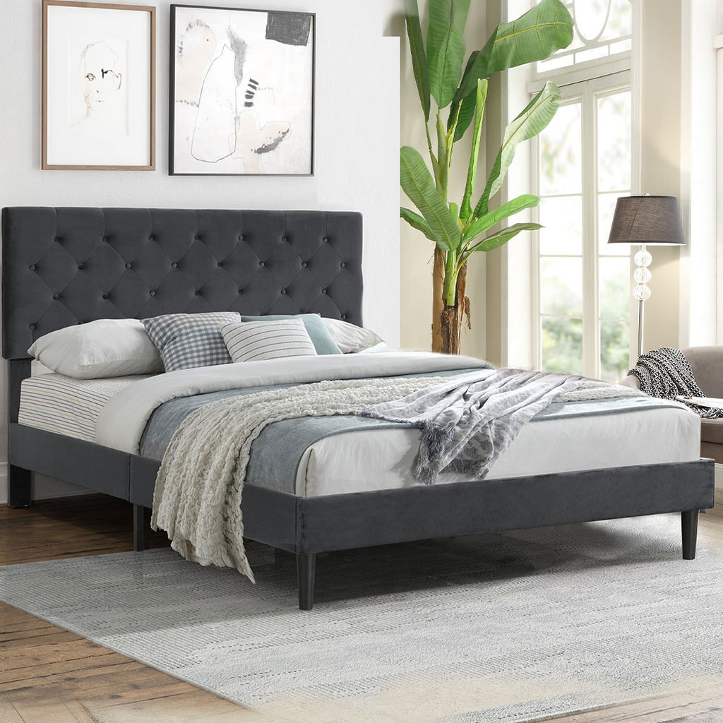 Levede Bed Frame Queen Size Mattress Grey-1954802930586619911
