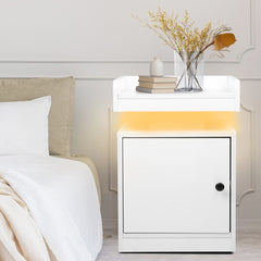 Levede Bedside Table USB Charger Outlet RGB White-1963748908136009734