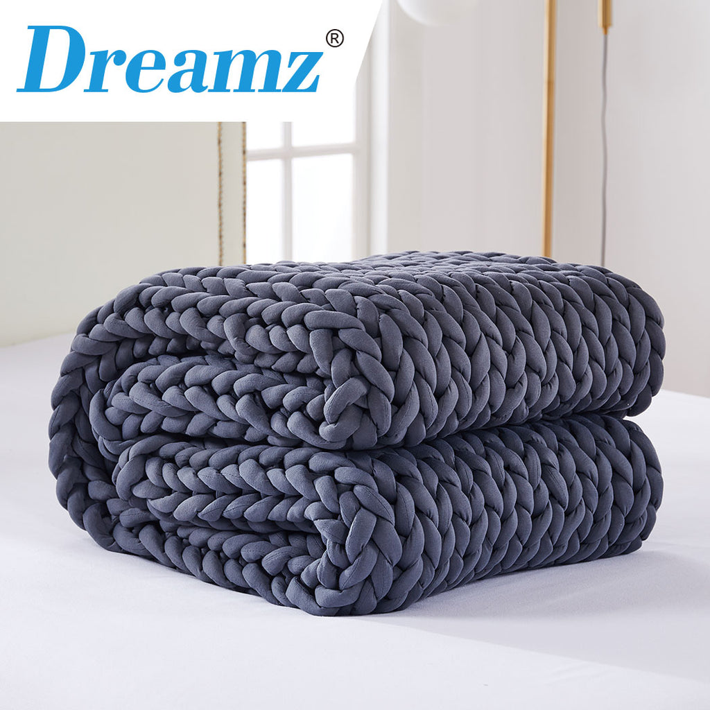 Dreamz Knitted Weighted Blanket Chunky Dark Grey Queen 9KG-1954802944209719303