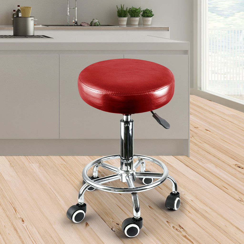 Levede Salon Stool Swivel Barber Stools Red-1954802612465438727