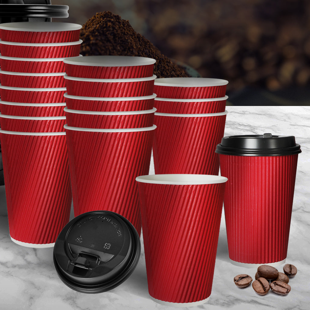 500 Pcs 16oz Disposable Takeaway Coffee Red-1954802897040576519