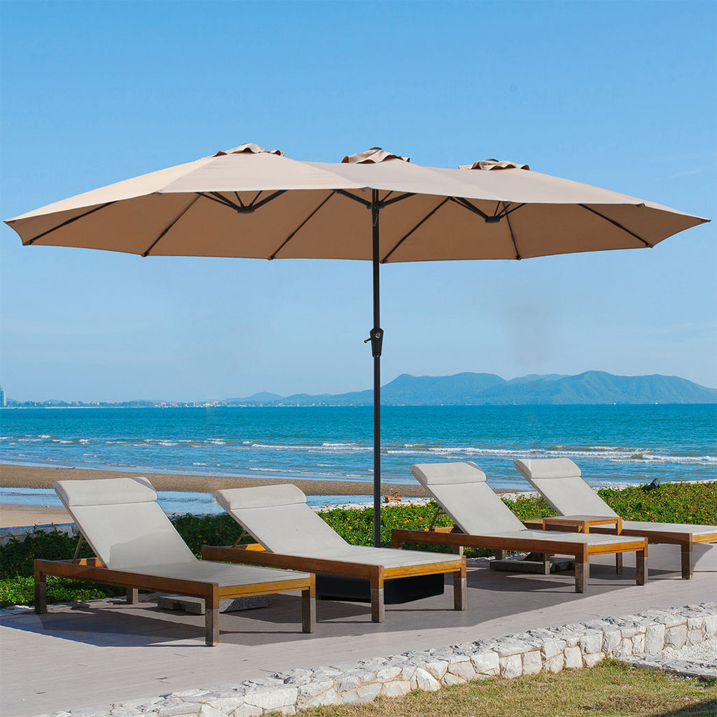 Centra 4M Double-sided Patio Umbrella Outdoor Umbrella Base Stand Khaki-1954802422698348551