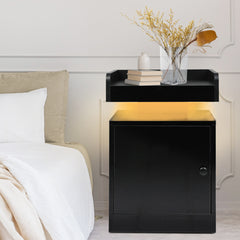 Levede Bedside Table USB Charger Outlet RGB Black-1963748907678830598