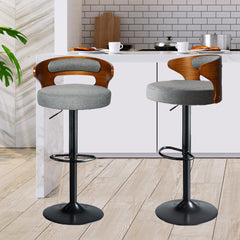 Levede 1x Kitchen Bar Stools Gas Lift Grey-1954802951721717767