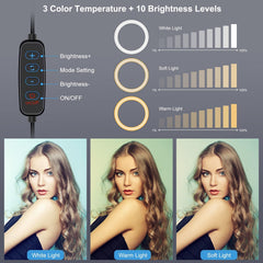 6.2 Led Ring Light With Usb 3 Modes Dimmable Desktop Tripod Cold Shoe Ball Head-1915197890872086531