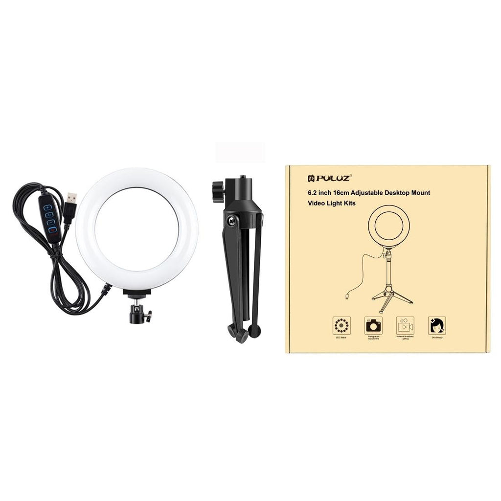 6.2 Led Ring Light With Usb 3 Modes Dimmable Desktop Tripod Cold Shoe Ball Head-1915197890872086535