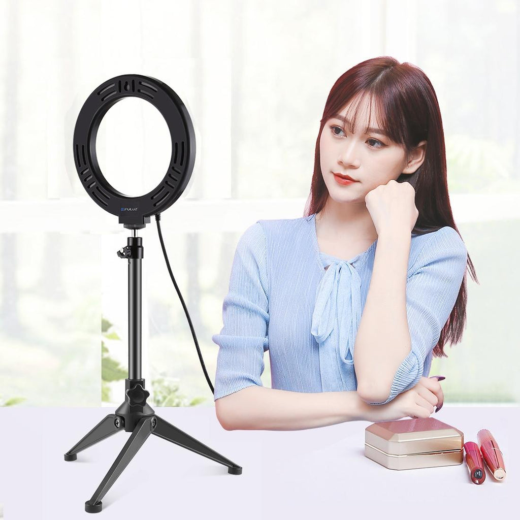 6.2 Led Ring Light With Usb 3 Modes Dimmable Desktop Tripod Cold Shoe Ball Head-1915197890872086536