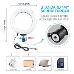 Live Broadcast Dual Phone Bracket & 6.2 Inch Led Ring Light Kit With Tripod Mount-1915197553448718341