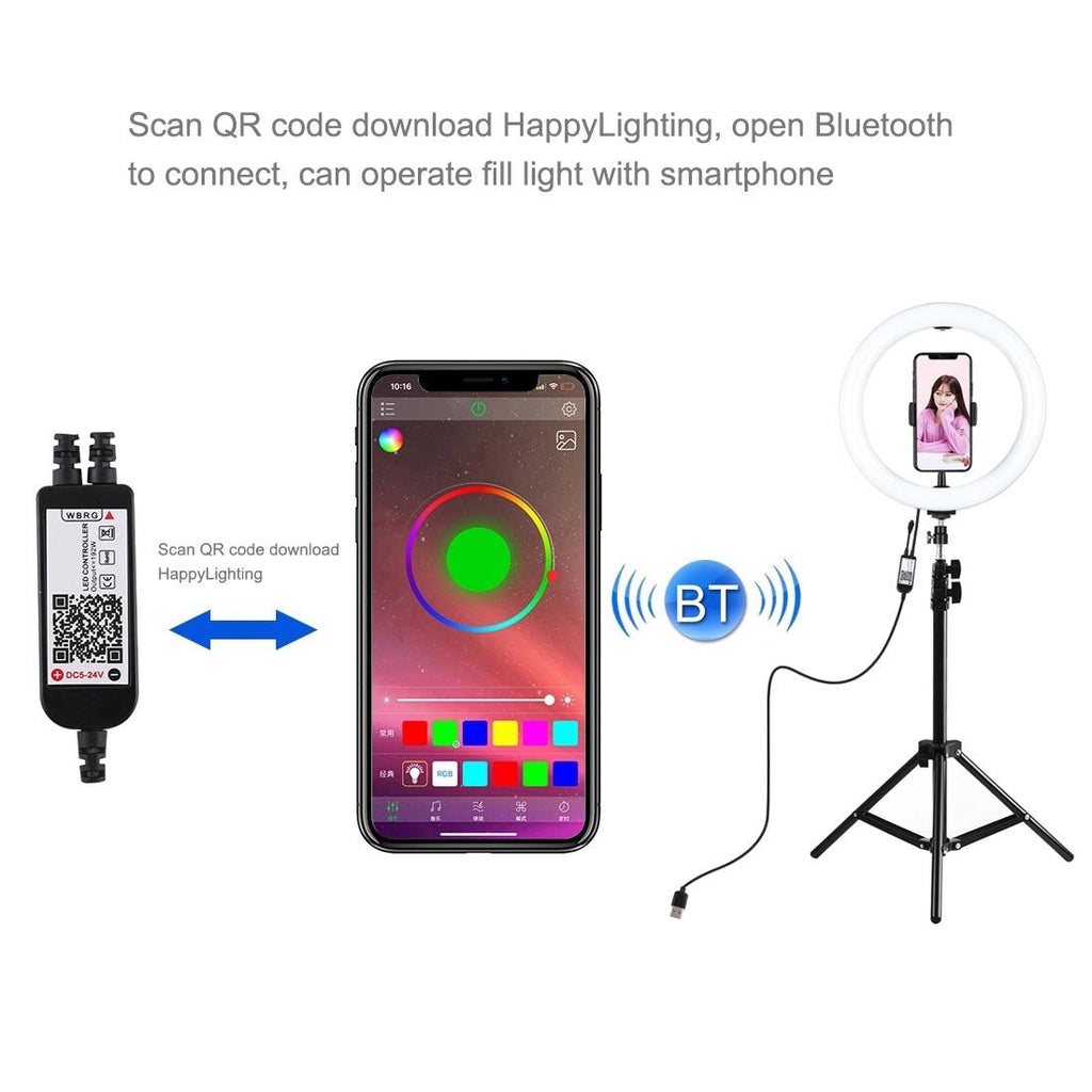 10.2 Rgbw Led Ring Light Kit With 1.1M Tripod Remote Ball Head And Phone Clamp-1915197736005799943