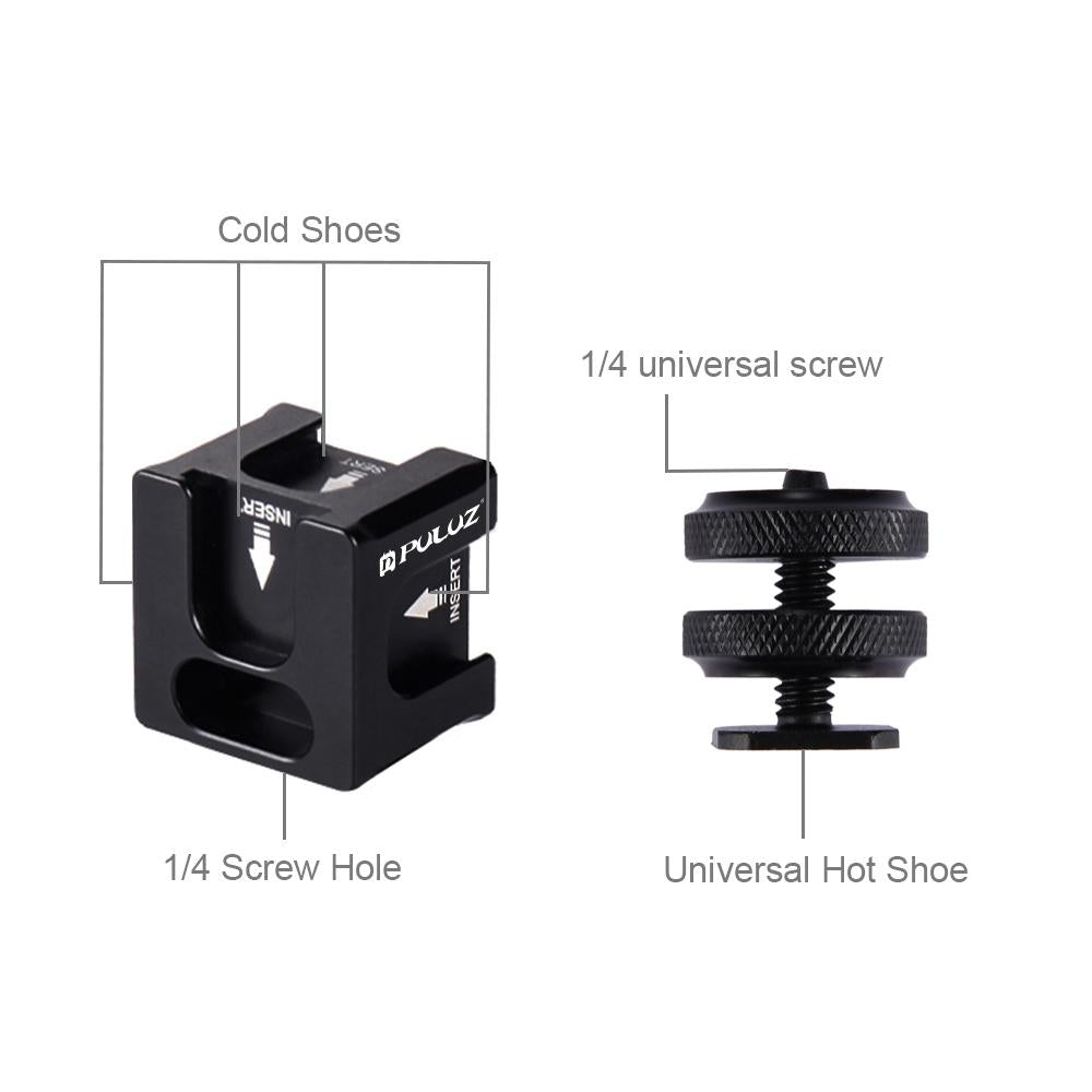 Aluminum 4-Head Hot Shoe Mount Adapter For Microphone And Flash Light-1915197891048247299