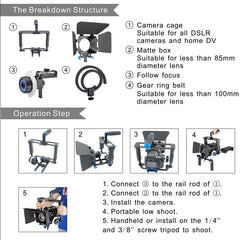 Large Handle Camera Cage & Matte Box Kit For Dslr / Video Camera-1915198432709054466