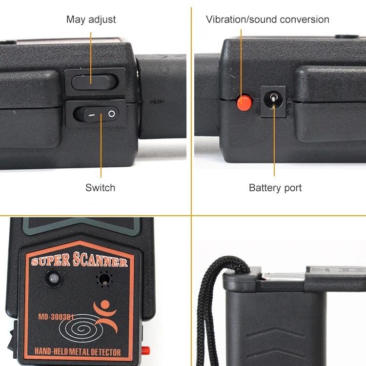 Black Super Scanner Wand Metal Detector - Md-3003B1-1969996459310977028