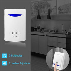 Double-Receiver Wireless Door Bell With Remote Control - White-1915197878637301764