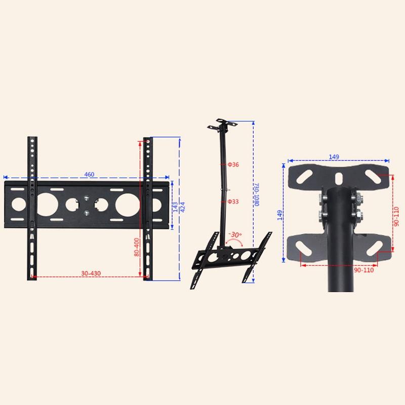 Adjustable Single Screen Tv Wall / Ceiling Mount - 32-70 Inch 0.5-2M Range-1964932284880654341