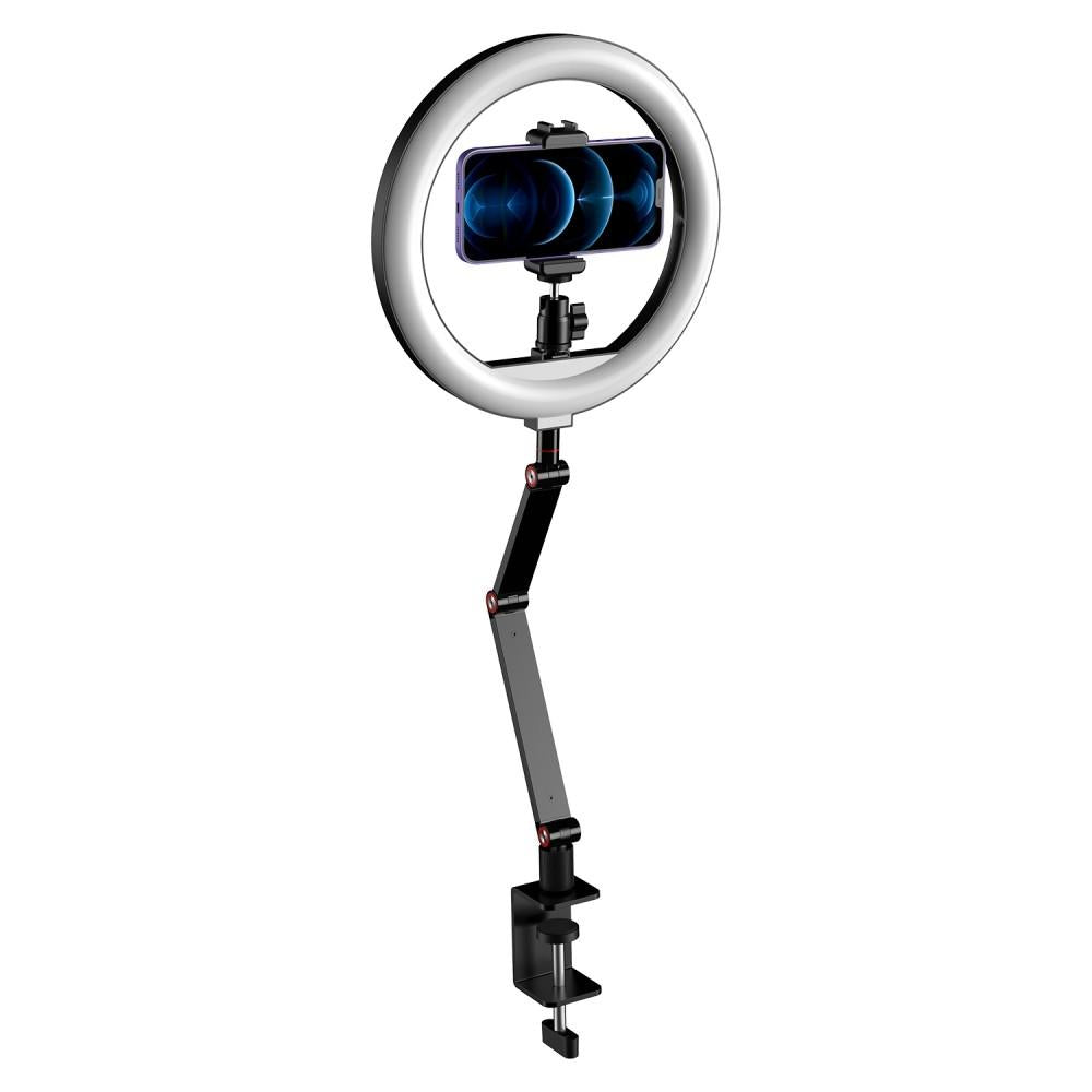 Foldable 10 Led Ring Light With Swing Arm Stand & Phone Holder-1915197913173200896