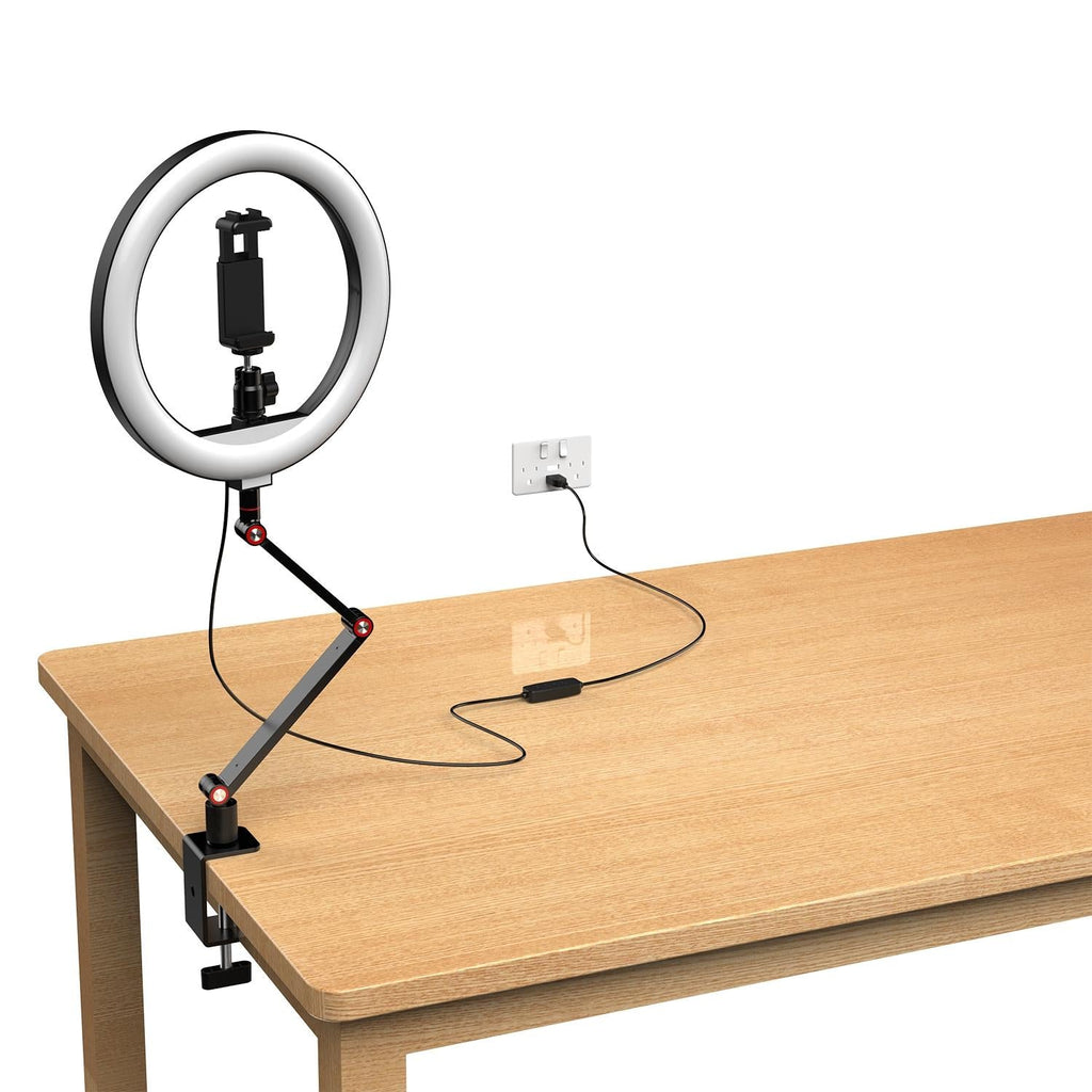 Foldable 10 Led Ring Light With Swing Arm Stand & Phone Holder-1915197913173200897