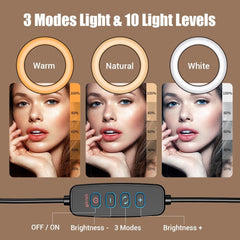 Foldable 10 Led Ring Light With Swing Arm Stand & Phone Holder-1915197913173200899