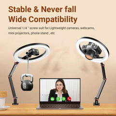Foldable 10 Led Ring Light With Swing Arm Stand & Phone Holder-1915197913173200900