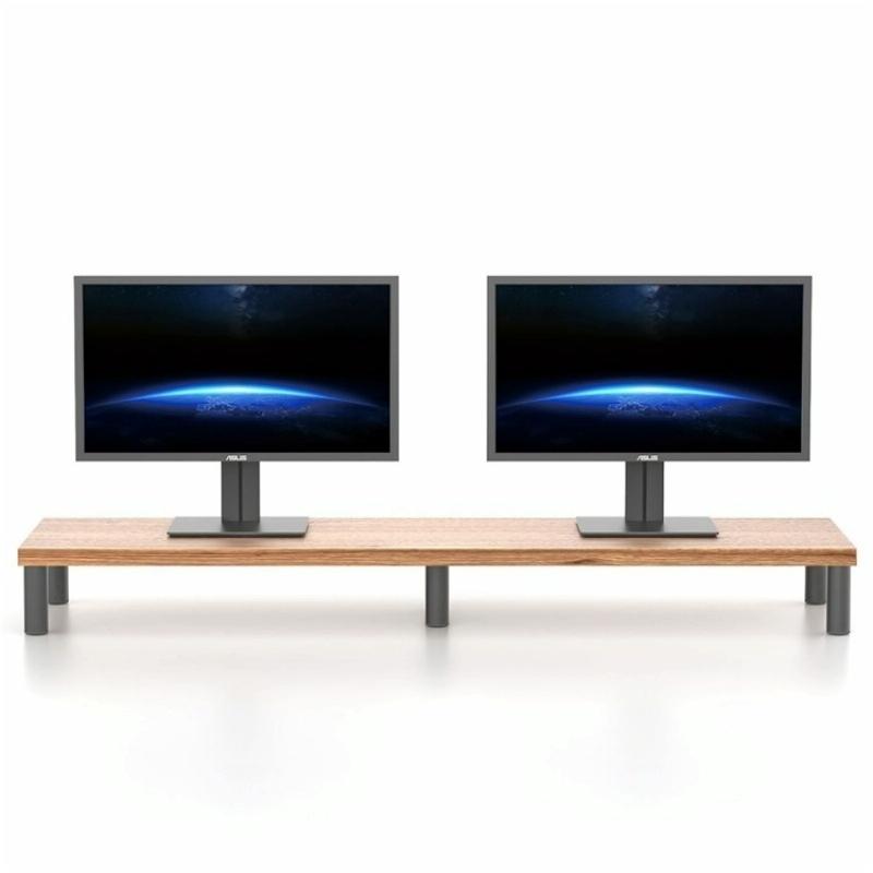 Aluminum Alloy Desktop Monitor Stand With Wooden Plate Riser-1964932360696893444