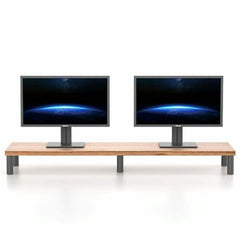 Aluminum Alloy Desktop Monitor Stand With Wooden Plate Riser-1964932360696893444
