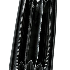 Leather Wristlet Handbag With Metal Skull Design-1915198239058038787