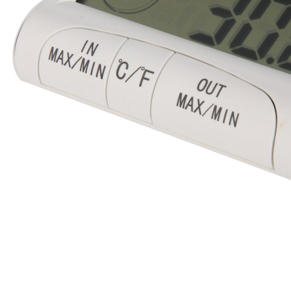Digital Thermometer Hygrometer With External Sensor - White-1964932286227025925