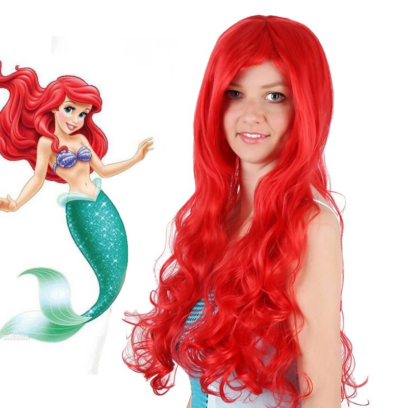 Little Mermaid Cosplay Wig - Red Curly For Halloween Party-1915197739336077312