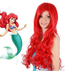 Little Mermaid Cosplay Wig - Red Curly For Halloween Party-1915197739336077312