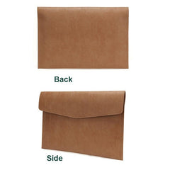 14 Inch Litchi Pattern Leather Laptop Sleeve - Dark Brown-1915198103456190466