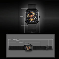 Men Automatic Tourbillon Watch With Mesh Band - Silver-1915198143587291142
