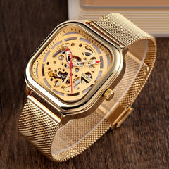 Men Automatic Tourbillon Watch With Mesh Band - Rose Gold-1915197830578966530
