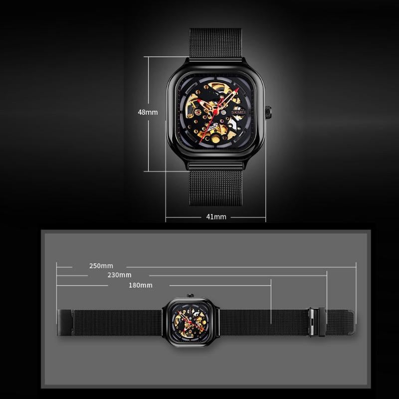 Men Automatic Tourbillon Watch With Mesh Band - Rose Gold-1915197830578966534