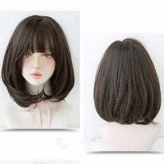 40Cm Short Hair Wig With Bangs For Round Faces-1915197826422411265