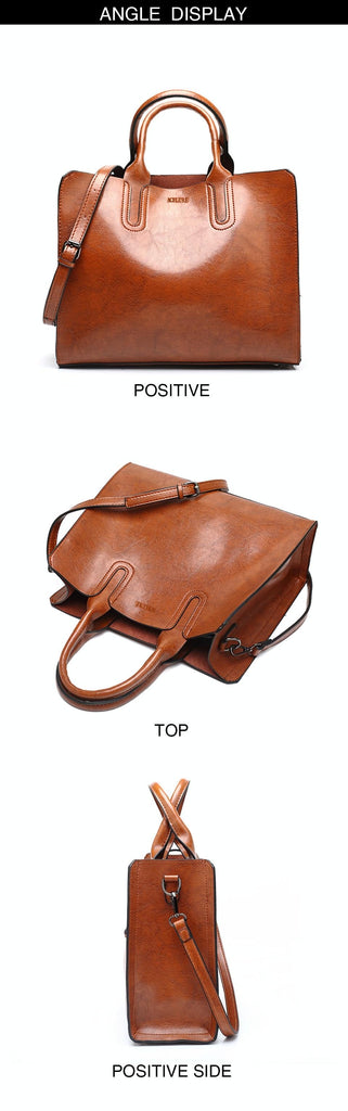 Large Leather Tote Bag For Women - Casual Shoulder Trunk Style-1915197823373152258