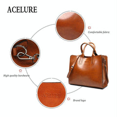 Large Leather Tote Bag For Women - Casual Shoulder Trunk Style-1915197823373152260