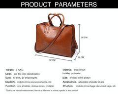 Large Leather Tote Bag For Women - Casual Shoulder Trunk Style-1915197823373152263