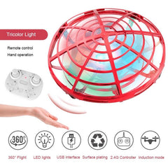 5 Induction Quadcopter Mini Drone With Colourful Lights - Red Remote-1915197835763126273